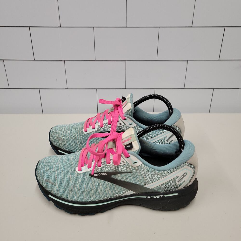 Brooks Ghost 14 Womens Running Shoes Blue Pink Athletic Sneakers Size 8